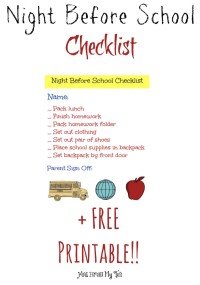 Night Before School Checklist + FREE Printable! - You Brew My Tea